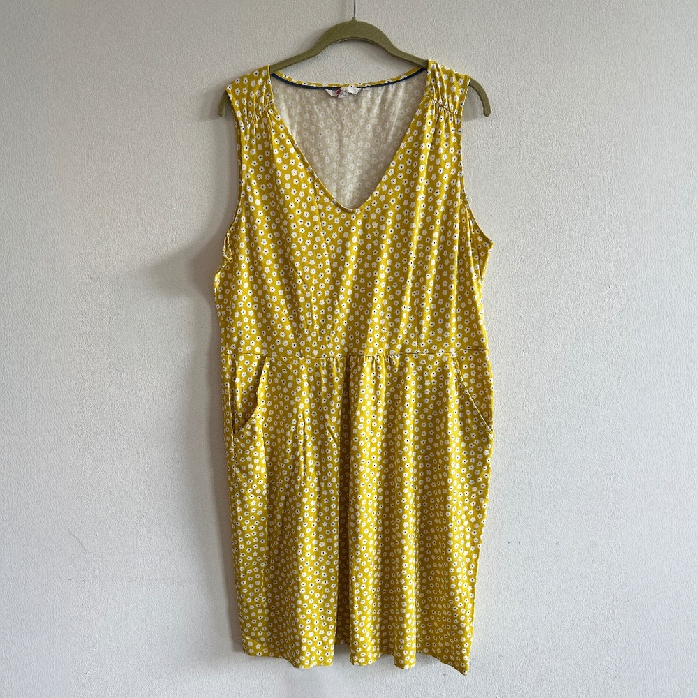 Boden Melinda Jersey Dress - Yellow Flower Pockets